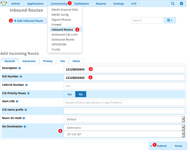 VirtualGlobalPhone incoming call in FreePBX